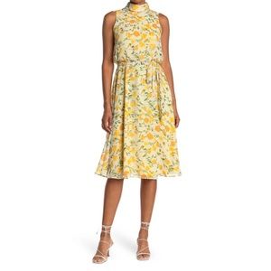 HARPER ROSE: Sleeveless Roll Neck Midi Dress In Yellow (NWT)